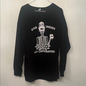 Black Graphic Sweatshirt with Skeleton Print